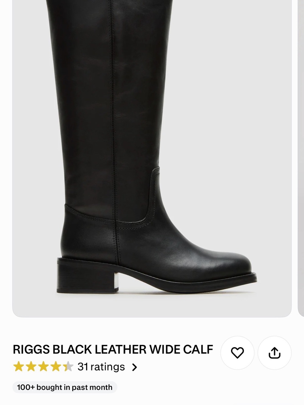 Steve Madden Black Leather Knee-High Wide Calf Boot NEW* no box Never Worn befor